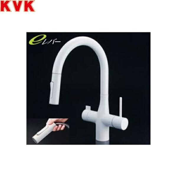 キッチン用混合栓 KVK ビルトイン浄水器用シングルシャワー付混合栓eレバー)マットホワイト KM6081ECM4 - 2