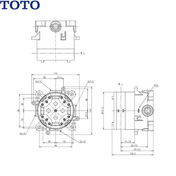 TBN01001J TOTO ホテル用埋め込み形シャワー 壁付サーモスタット混合水栓 埋･･･