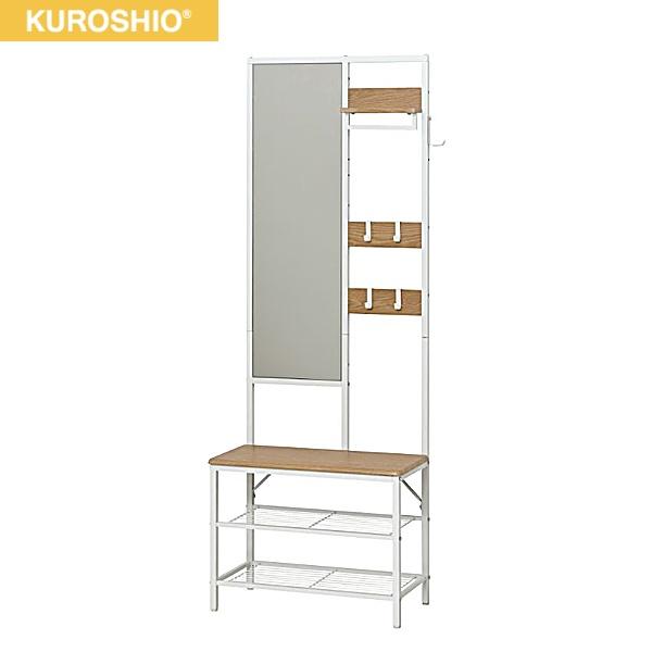 62229 クロシオ KUROSHIO 多機能ハンガーラックミラー付き ナチュラル 送料無･･･