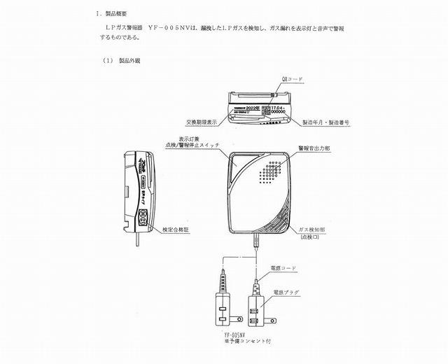 【2024年製造分】YAZAKI 矢崎 YF-005NV ブザー+音声タイプ 電源コンセントタイプ 電源コード2.5m ガス漏れ警報器 LPG プロパンガス用 ガス 警報器 防災 防災対策 商品画像7：住設本舗 PLUS