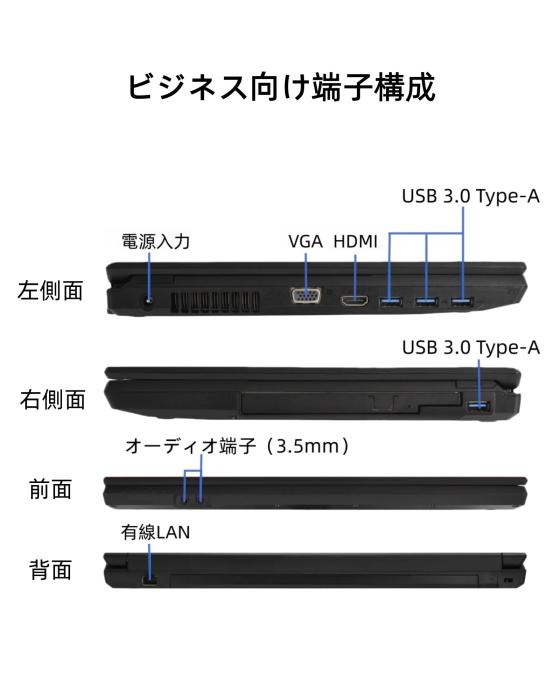 富士通 ノートパソコン LifeBook A577 15.6型 第7世代Core i3（7130U） メモリ：8GB/SSD：256GB テンキー搭載 Windows11＆Office2019 Wi-Fi/Bluetooth/HDMI/有線LAN 商品画像2：家電専門店