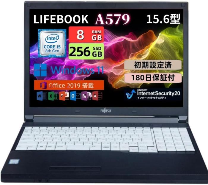 富士通 LifeBook A579 15.6型 HD Windows 11& MS Office2019搭載 第8世代 CPU･･･