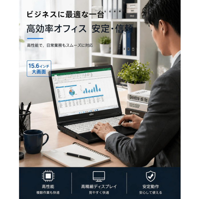 【中古】富士通 LIFEBOOK A7510 第10世代 Core i5 8GB SSD256GB 15.6型 テンキー付き Windows11 Office2019 初期設定済 中古ノートパソコン 整備済み品 商品画像3：家電専門店