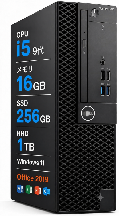 Dell OptiPlex 3070 SFF 第9世代 i5-9500 16GB/SSD256+HDD1TB Windows11&Office 2019搭載