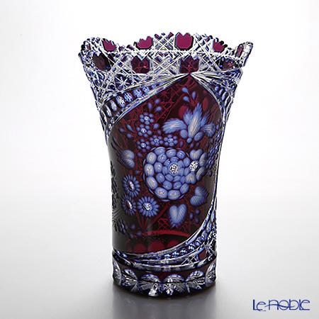 マイセン(Meissen) マイセンクリスタル 花瓶(レッド) 3層被せ 26cm D 