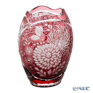 マイセン(Meissen) マイセンクリスタル 花瓶 キク(レッド) 26cm 2283
