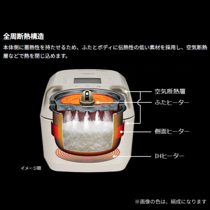 日立 HITACHI 圧力＆スチームIHタイプ 圧力IH炊飯器  ふっくら御膳 RZ-Z100JM-K 5.5合炊き 圧騰甘み炊き 蒸気カット 大火力沸騰鉄釜 漆黒 商品画像4：ライフマーケットPLUS