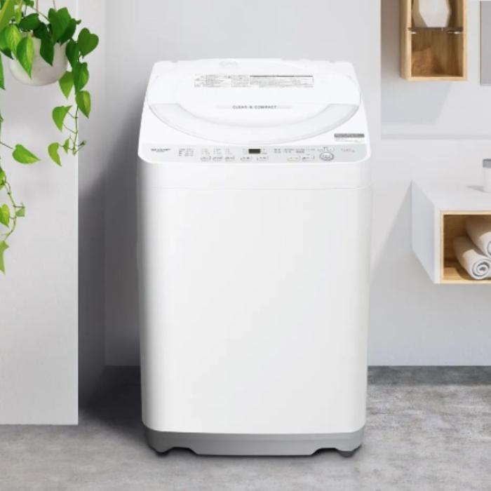 SHARP シャープ 洗濯機 全自動洗濯機 ES-GE6J-S 洗濯・脱水容量6kg ステンレス穴なし槽 高濃度洗浄液 ドルフィンパル シルバー系  沖縄・離島配送不可 商品画像2：ライフマーケットPLUS
