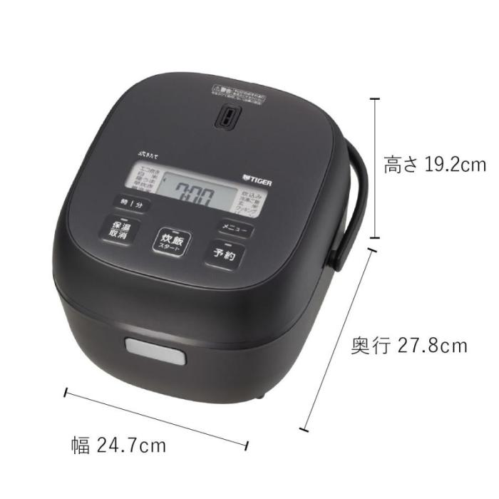 TIGER タイガー 炊飯器 JBS-G055-KM 炊きたて マイコンジャー炊飯器 3合炊き マットブラック 土鍋コート特厚釜 商品画像2：ライフマーケットPLUS