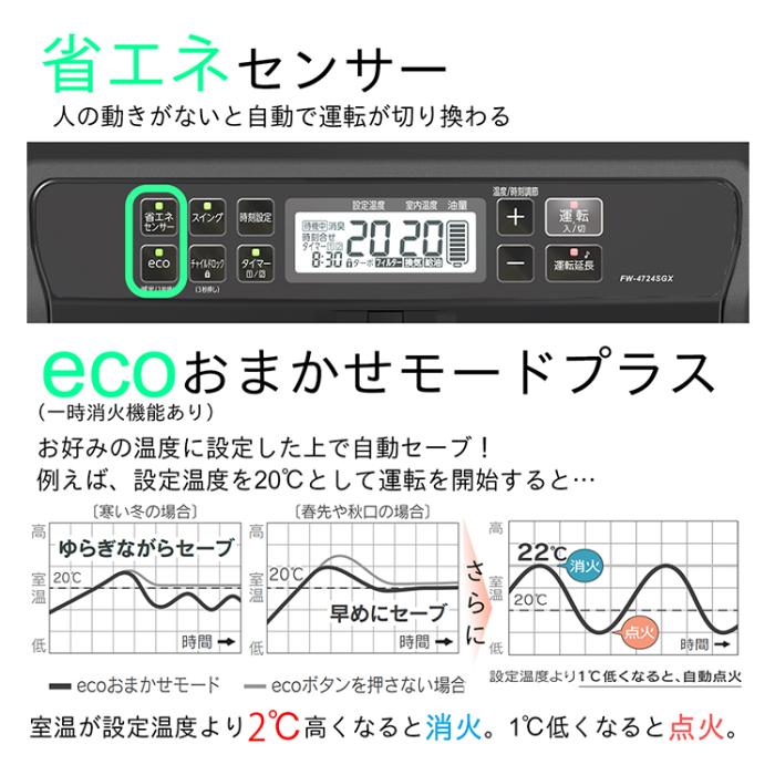 お取り寄せ DAINICHI ダイニチ 石油ファンヒーター SGX TYPE FW-4724SGX-K 木造12畳/コンクリート17畳 2024年モデル ストーンブラック 商品画像8：ライフマーケットPLUS