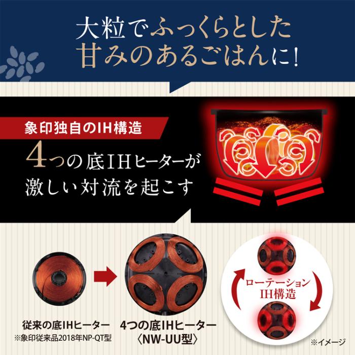 象印 ZOZIRUSHI 炊飯器 圧力IH炊飯ジャー 4合炊き 炎舞炊き NW-UU07-BZ  うるつや保温 食器洗い乾燥機対応内ぶた フラットトップパネル 黒 商品画像4：ライフマーケットPLUS