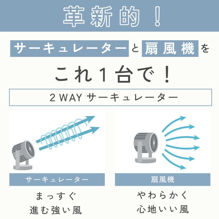 象印 ZOJIRUSHI 2WAYサーキュレーター RC-AA30-HA グレー DCモーター サーキュレーター 扇風機 商品画像3：ライフマーケットPLUS