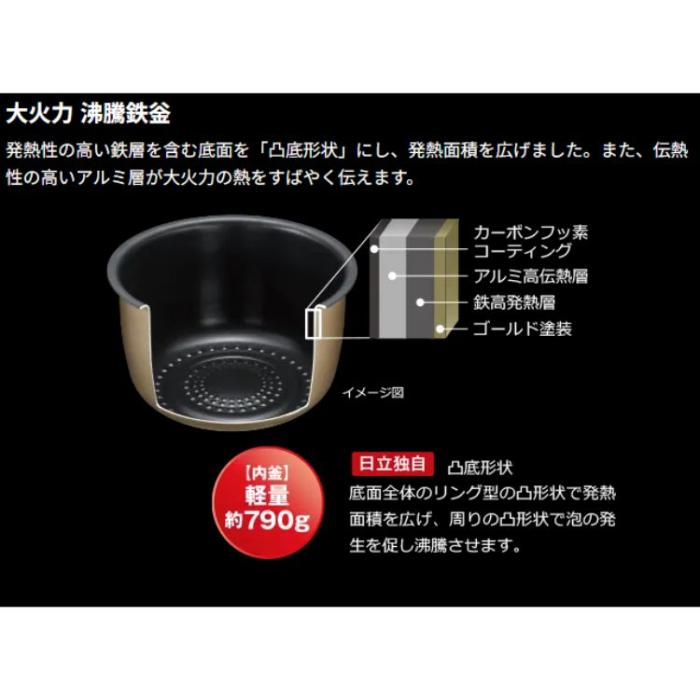 日立 HITACHI 圧力＆スチーム IHジャー炊飯器  ふっくら御膳 RZ-V100JM-K 蒸気カット 圧騰甘み炊きフロストブラック 商品画像4：ライフマーケット