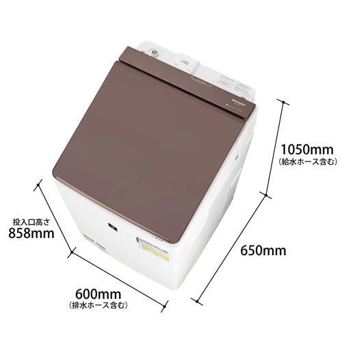 SHARP シャープ 洗濯機 縦型洗濯乾燥機 穴なし槽 COCORO WASH ES-PW11J-T ブラウン系 洗濯・脱水容量11kg/乾燥容量6kg 沖縄・離島配送不可 商品画像3：ライフマーケット
