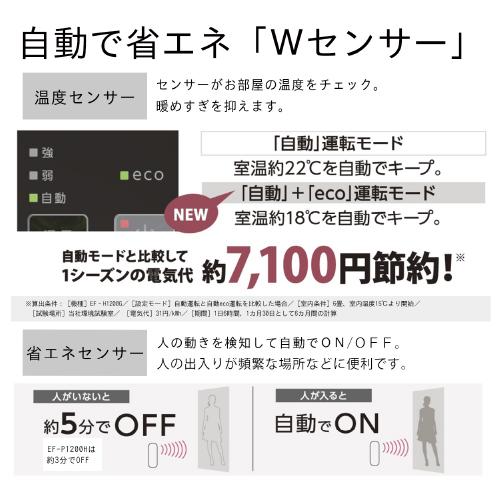ダイニチ DAINICHI EF-P1200H-K 木造6畳/コンクリート8畳 2024年モデル セラミックファンヒーター ブラック 商品画像4：ライフマーケット