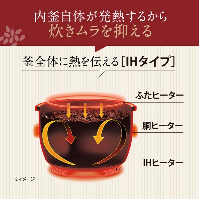 ZOJIRUSHI 象印 豪熱大火力 極め炊き 炊飯器 NW-QB10-BZ　IH炊飯ジャー 5.5合炊き スレートブラック 商品画像3：ライフマーケット