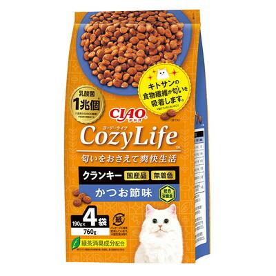 【いなばペットフード】ＣＩＡＯ　ＣｏｚｙＬｉｆｅ　クランキー　かつお節味　１９０ｇ×４袋 ☆ペット用品 ※お取り寄せ商品【賞味期限：3ヵ月以上】 商品画像1：メディストック　カーゴ店