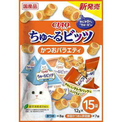 【いなばペットフード】ＣＩＡＯ　ちゅ～るビッツ　かつおバラエティ　１２ｇ×１５袋 ☆ペット用品 ※お取り寄せ商品【賞味期限：3ヵ月以上】 商品画像1：メディストック　カーゴ店