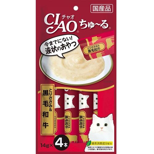 【いなばペットフード】CIAO ちゅ～る とりささみ＆黒毛和牛　14g×4本　※お･･･