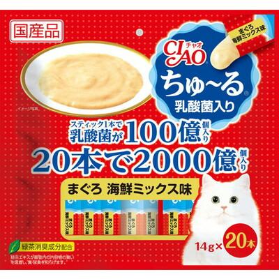 【いなばペットフード】ＣＩＡＯ　ちゅ～る　乳酸菌入り　まぐろ　海鮮ミックス味　１４ｇ×２０本 ☆ペット用品 ※お取り寄せ商品【賞味期限：3ヵ月以上】 商品画像1：メディストック　カーゴ店