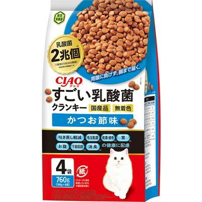 【いなばペットフード】ＣＩＡＯ　すごい乳酸菌クランキー　かつお節味　７６０ｇ（１９０ｇ×４袋） ☆ペット用品 ※お取り寄せ商品【賞味期限：3ヵ月以上】 商品画像1：メディストック　カーゴ店