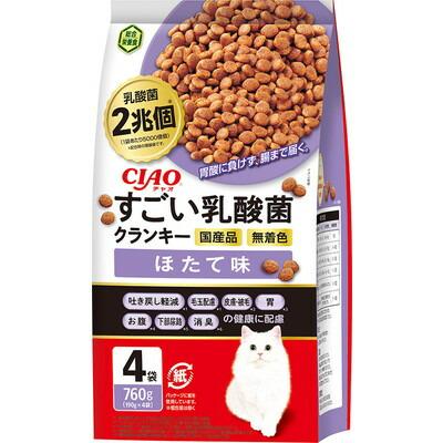 【いなばペットフード】ＣＩＡＯ　すごい乳酸菌クランキー　ほたて味　７６０ｇ（１９０ｇ×４袋） ☆ペット用品 ※お取り寄せ商品【賞味期限：3ヵ月以上】 商品画像1：メディストック　カーゴ店