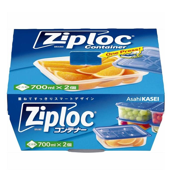 【旭化成】ジップロック コンテナー 正方形 700ml×2個入 ※お取り寄せ商品