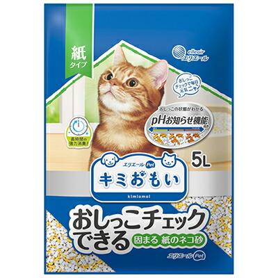 【大王製紙】キミおもい おしっこチェックできる 固まる紙のネコ砂 5L ☆ペッ･･･