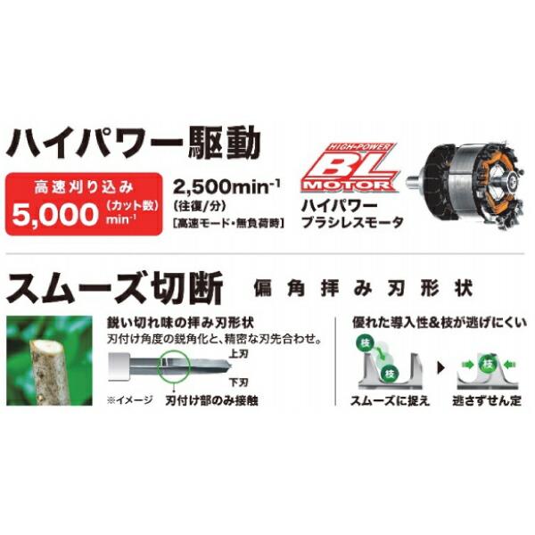 マキタ 400mm充電式ヘッジトリマ MUH001GRDX 商品画像3：ニッチ・リッチ・キャッチKaago店