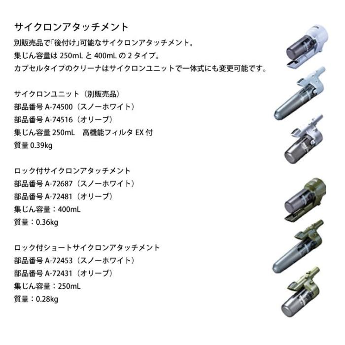 マキタ 18V 充電式クリーナ カプセル式 白 バッテリー ・充電器付き CL284FDRFW 商品画像15：ニッチ・リッチ・キャッチKaago店