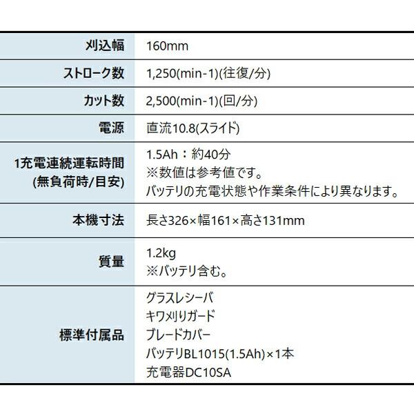 マキタ 10.8V 充電式芝生バリカン 160mm バッテリー ・充電器付き MUM600DSH 商品画像2：ニッチ・リッチ・キャッチKaago店