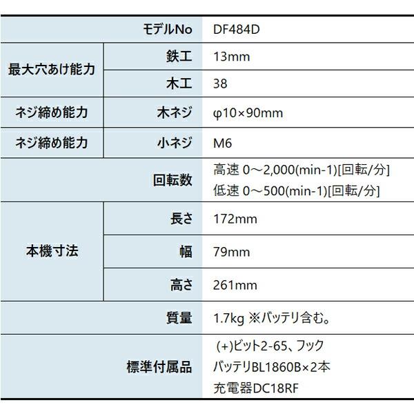 マキタ 18V 充電式ドライバドリル バッテリー ・充電器付き DF484DRGXB 商品画像2：ニッチ・リッチ・キャッチKaago店