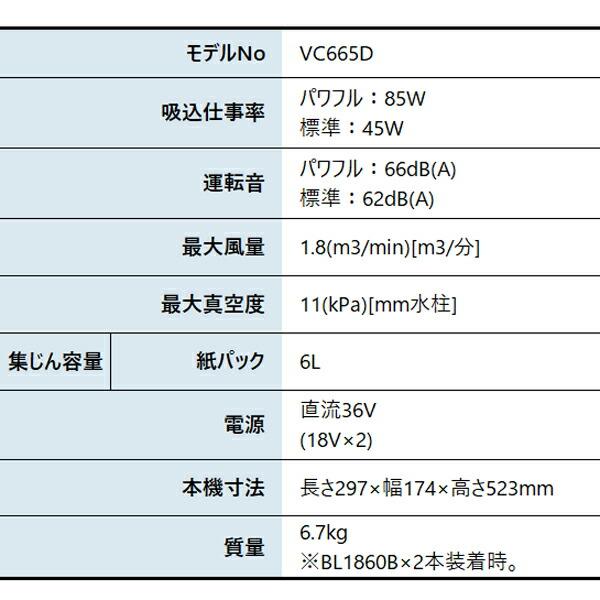 マキタ 36V 充電式背負集じん機 6L 本体のみ VC665DZ 商品画像2：ニッチ・リッチ・キャッチKaago店