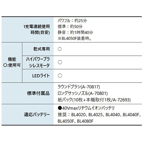 マキタ 40Vmax 充電式アップライトクリーナ 5L 本体のみ VC010GZ 商品画像3：ニッチ・リッチ・キャッチKaago店