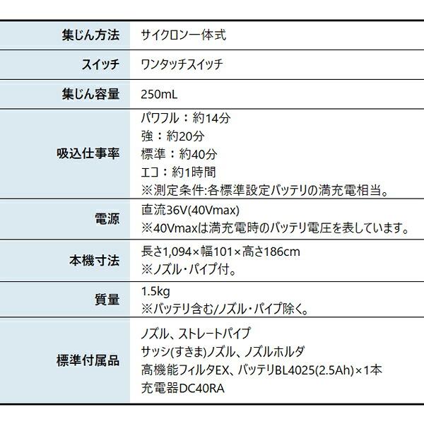 マキタ 40Vmax 充電式クリーナ 電動回転ブラシ搭載 バッテリー ・充電器付き CL004GRD W 白 商品画像2：ニッチ・リッチ・キャッチKaago店