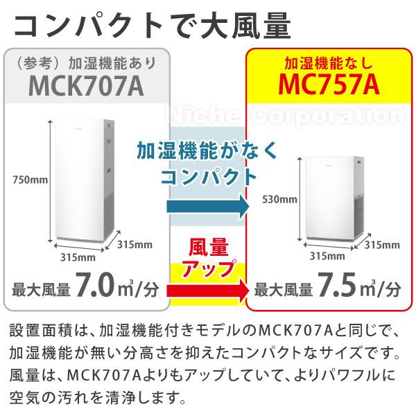 ダイキン ストリーマ空気清浄機 (MC757A) (W ホワイト) 商品画像5：ニッチ・リッチ・キャッチKaago店