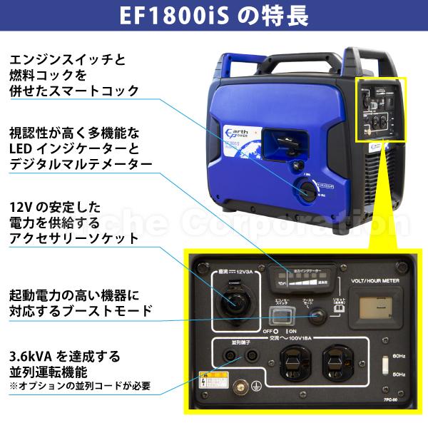 アースパワー インバーター発電機 EF1800iS EF1800IS 商品画像2：ニッチ・リッチ・キャッチKaago店