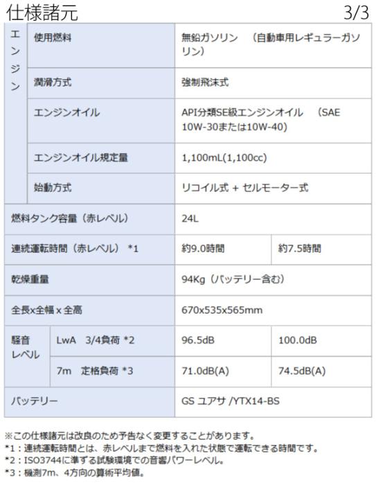 EF6000TE-60HZ) ヤマハ 発電機 EF6000TE (60Hz 4サイクル発電機・バッテリー標準装備) 商品画像9：ニッチ・リッチ・キャッチKaago店