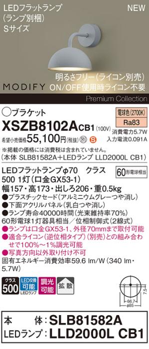 パナソニック (壁直付) LEDブラケット MODIFYモディファイ XSZB8102ACB1(SLB8･･･
