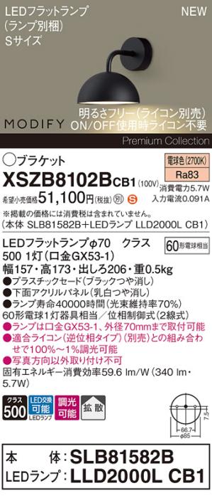 パナソニック (壁直付) LEDブラケット MODIFYモディファイ XSZB8102BCB1(SLB8･･･
