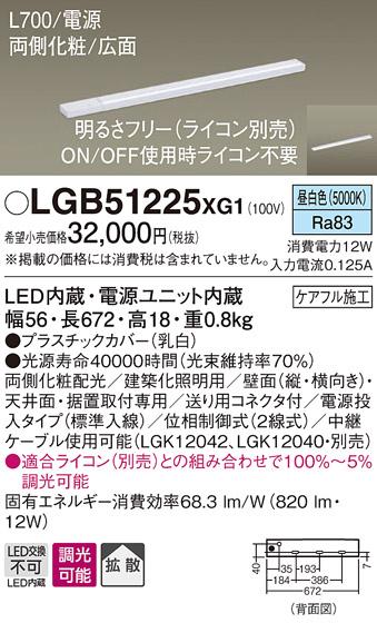 パナソニック スリムラインライト LGB51225XG1(LED) (電源投入)昼白色(電気工･･･