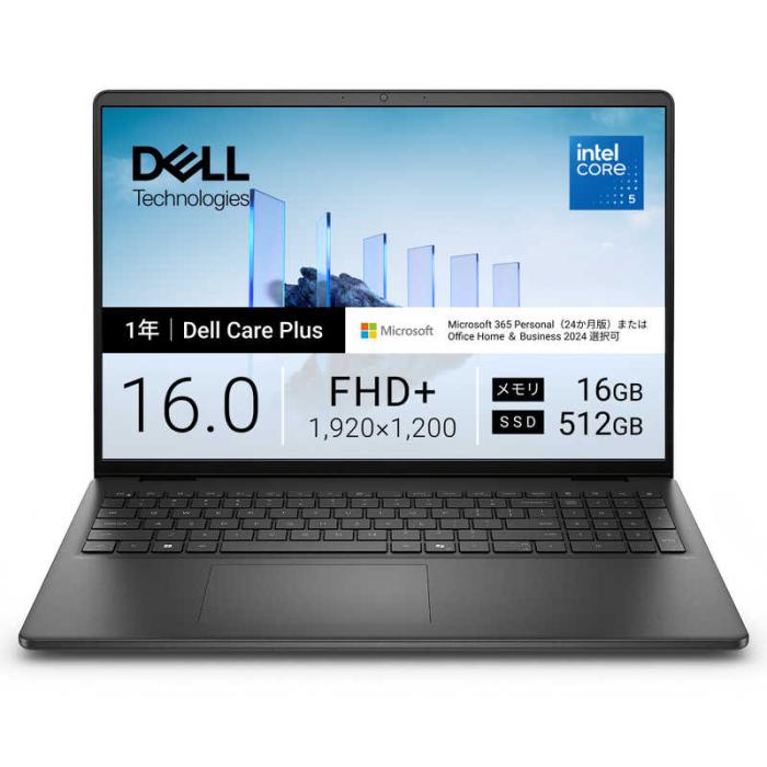 新品DELL　デル ノートパソコン Dell 16 DC16250 [ 16型 / Win11 Home / Core 5 / 16GB / 512GB / Office選択可能 ] カーボンブラック ND56-GNM3BC：EC－TOPショップ