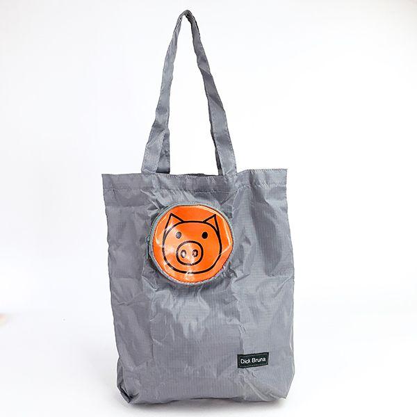 ミッフィー-MIFFY-ブタ-miffy-ポケッタブルトートバッグ-ブタ-エコバッグコンパクト-収納-お出かけ-買い物-トート-グレー 商品画像6：キャラグッズPERFECT WORLD TOKYO