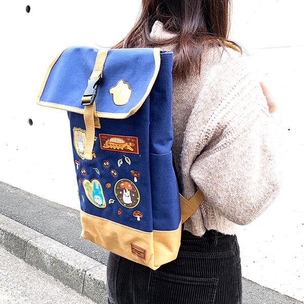 となりのトトロ--トトロアイコン-リュックサック-エコバッグ-収納バック-買い物-エコ-持ち運び-折りたたみ-軽い-便利-アウトドア-BLACK 商品画像14：キャラグッズPERFECT WORLD TOKYO