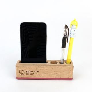 ハローキティ--デスクスタンド-木製-ペン立て-スマホスタンド-キティ