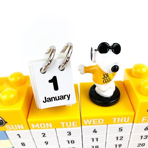 PEANUTS-スヌーピー-Snoopy-ブロック万年カレンダー-YE-ジョー・クール-カレンダー-ブロック-万年-立体-イエロー 商品画像5：キャラグッズPERFECT WORLD TOKYO