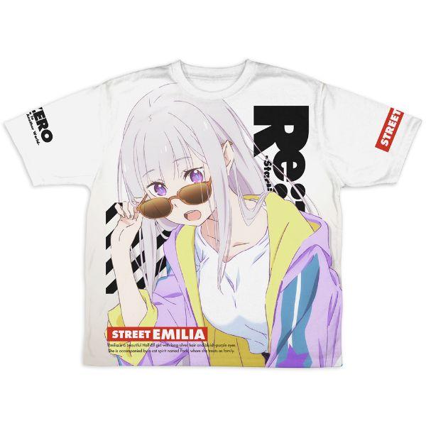 Re:ゼロ-エミリア-Re:ゼロから始める異世界生活-エミリア-冷感両面グラフィックTシャツ-ストリート--ホワイト-Lサイズ 商品画像2：キャラグッズPERFECT WORLD TOKYO