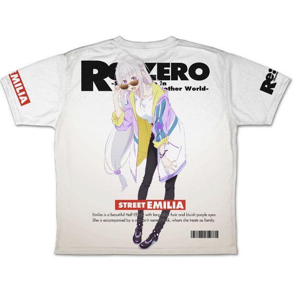 Re:ゼロ-エミリア-Re:ゼロから始める異世界生活-エミリア-冷感両面グラフィックTシャツ-ストリート--ホワイト-Lサイズ 商品画像3：キャラグッズPERFECT WORLD TOKYO