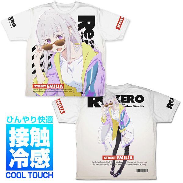 Re:ゼロ-エミリア-Re:ゼロから始める異世界生活-エミリア-冷感両面グラフィックTシャツ-ストリート--ホワイト-Sサイズ 商品画像1：キャラグッズPERFECT WORLD TOKYO