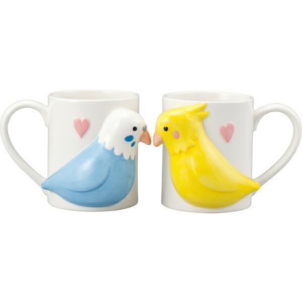 ペアマグ-(マグカップ)-セキセイインコ-カップル-ラブラブ-KISS-おもしろ食器 商品画像2：キャラグッズPERFECT WORLD TOKYO